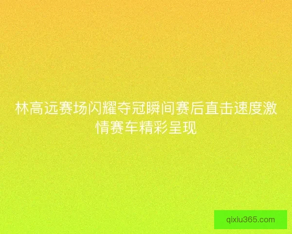林高远赛场闪耀夺冠瞬间赛后直击速度激情赛车精彩呈现