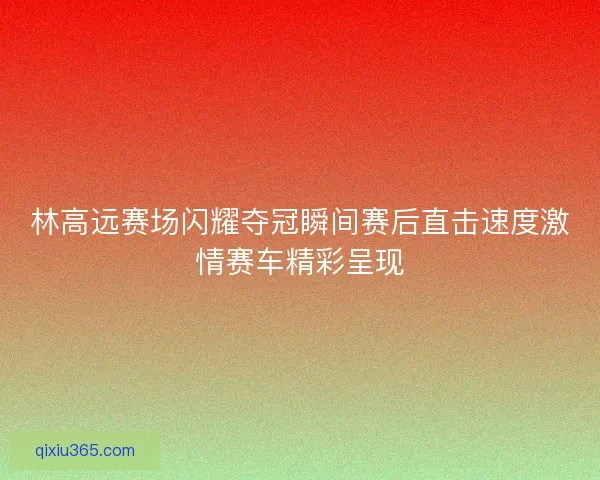 林高远赛场闪耀夺冠瞬间赛后直击速度激情赛车精彩呈现